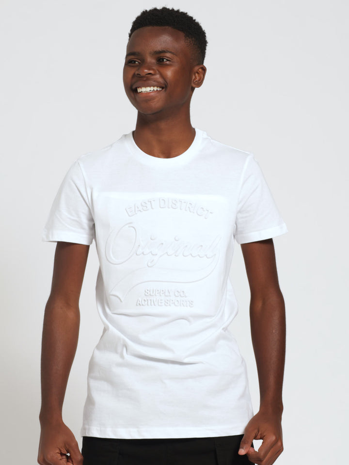 Boys Original Embossed Tee - White