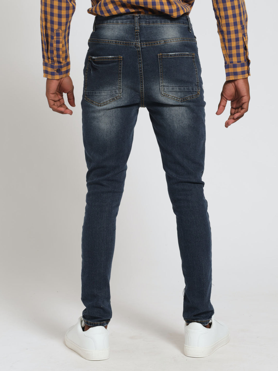 Boys Slim Badge Rip & Repar Denim Jeans - Indigo