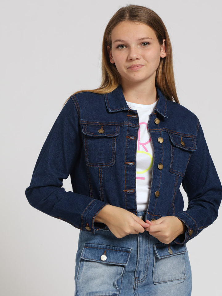 Girls Denim Jacket - Dark Blue