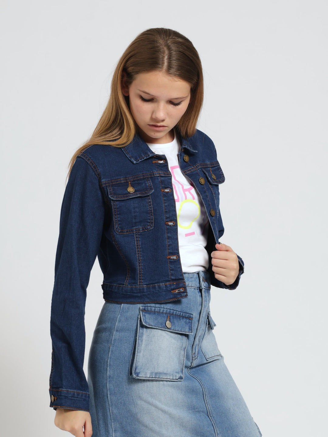 Girls Denim Jacket - Dark Blue