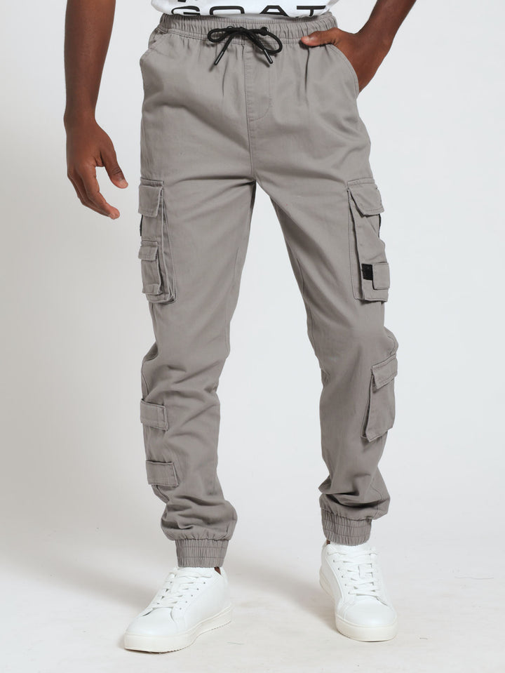 Multi Pocket Cargo Pants - Light Grey