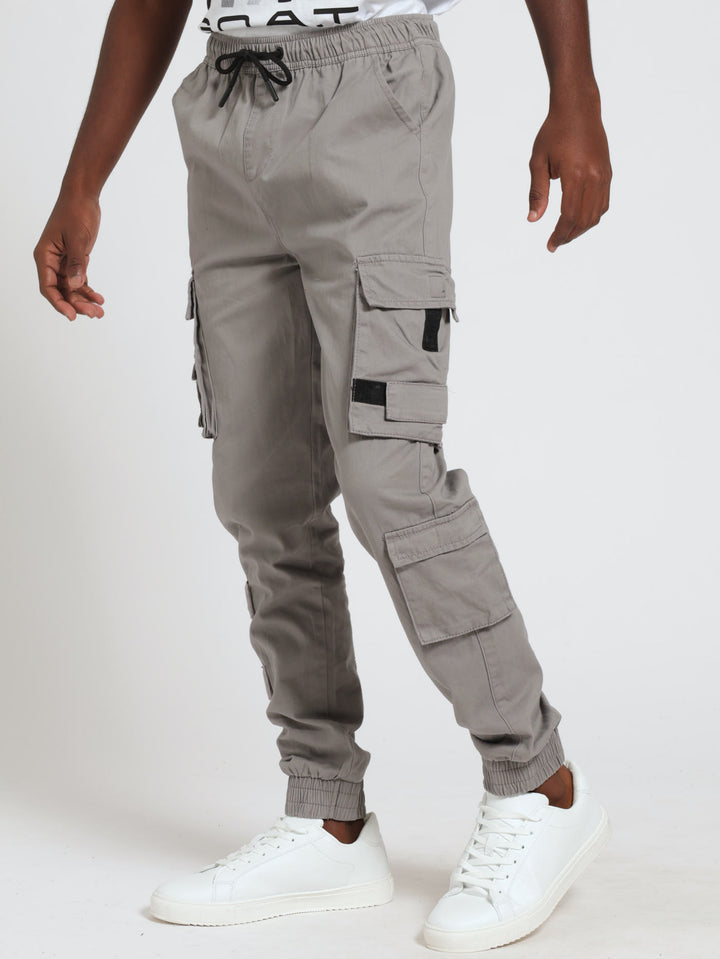 Multi Pocket Cargo Pants - Light Grey