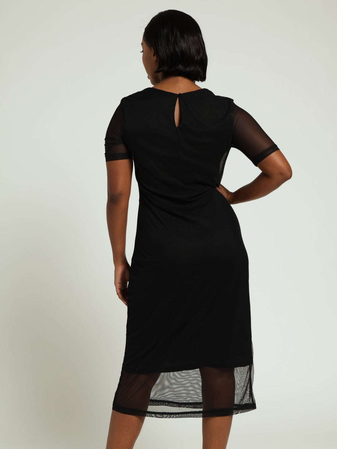 Mesh Knot Dress - Black