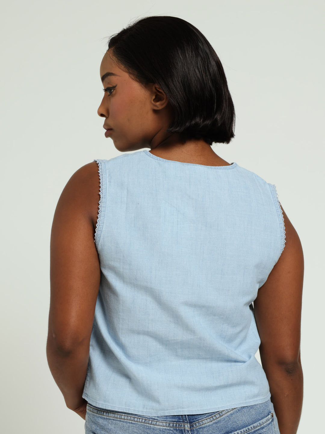 Lorelai Seamless Button Down Top - Blue