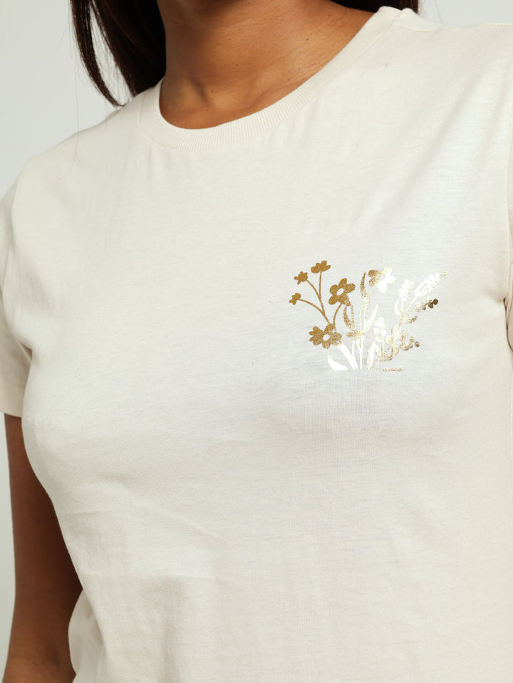 Emblem Cotton Tee - Light Stone