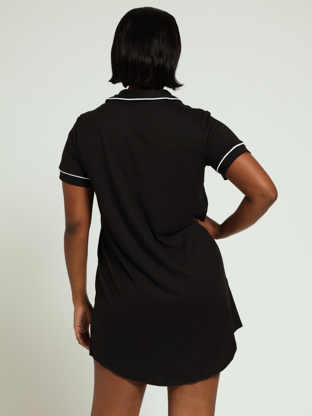 Ditsy Button Through Soft Touch Sleepshirt - Black