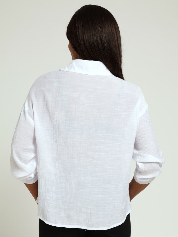 Long Sleeve Slouchy Shirt - White