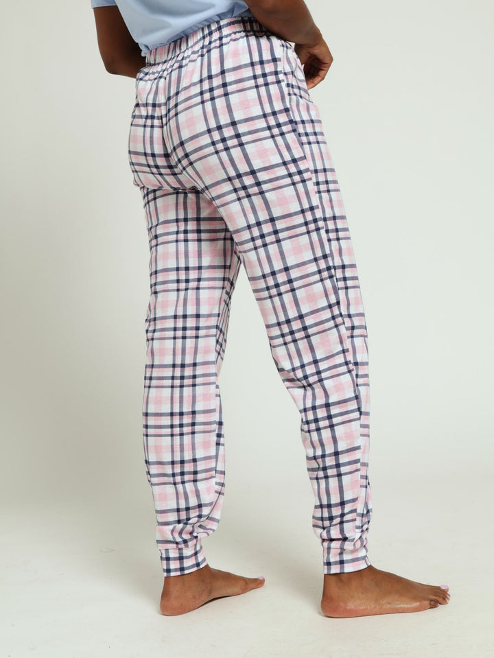 Knit Jogger Pant Check - Pink/White/Navy