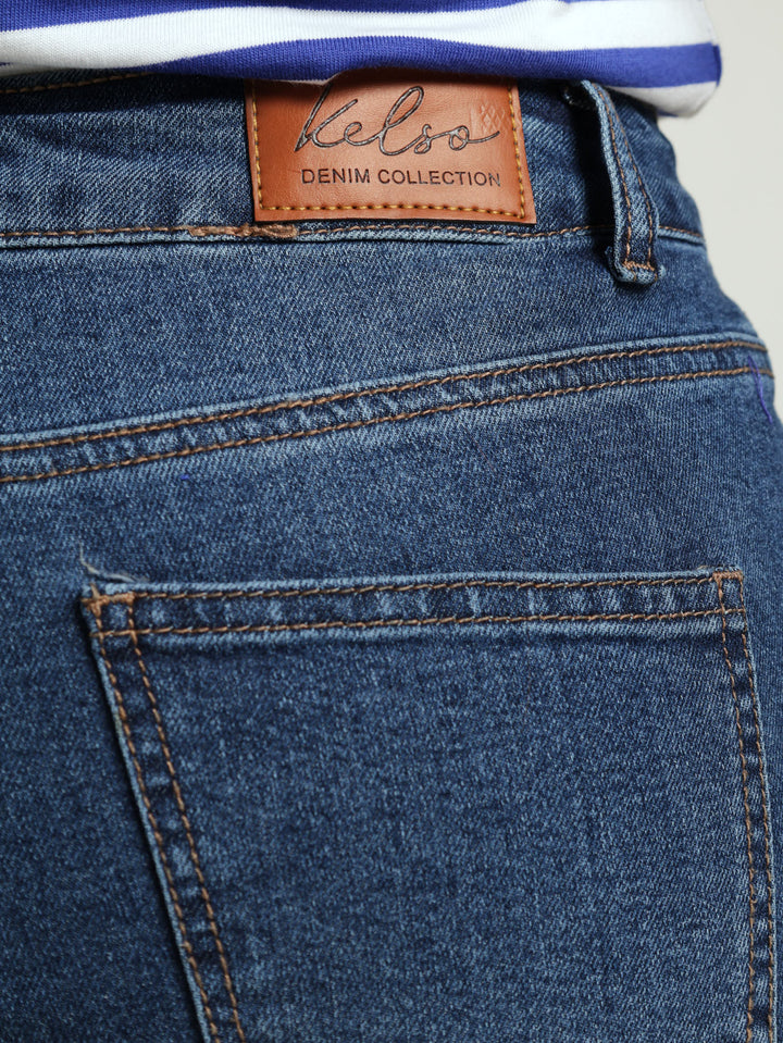 Roll Hem Classic Denim Bermuda Short - Dark Wash Ink