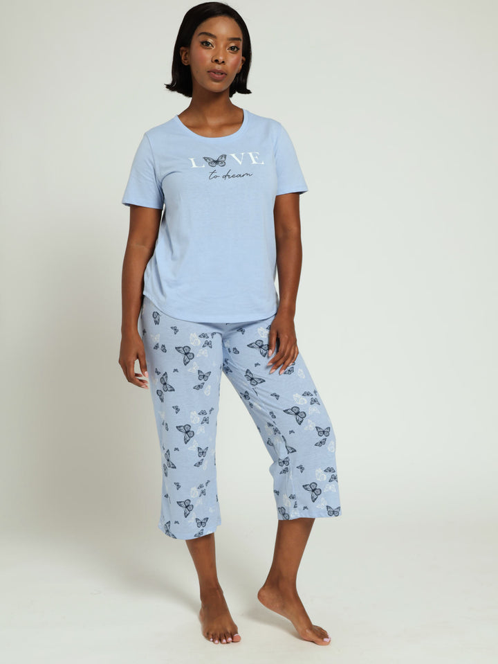 Tee & Capri Butterfly Sleep Set - Blue