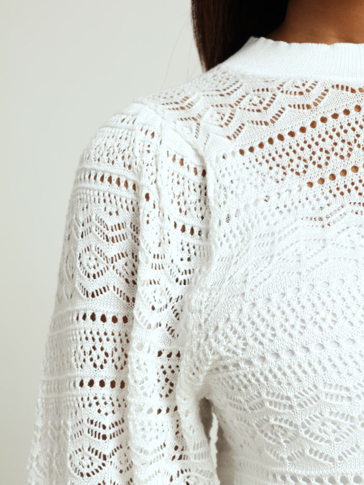 Crochet Pop-Over Top - White