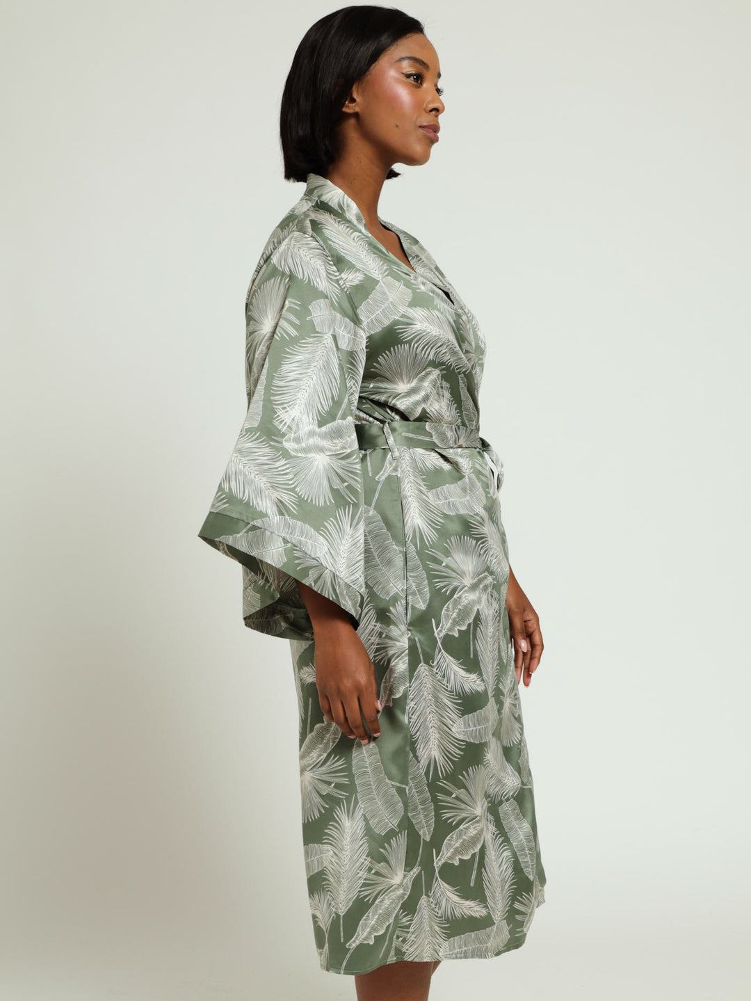 Palms Satin Gown - Fatigue