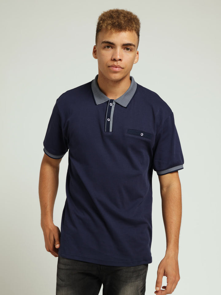 Contrast Collar Golfer - Navy