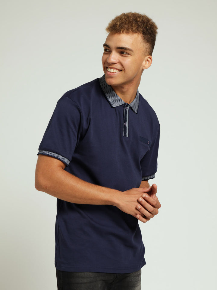 Contrast Collar Golfer - Navy