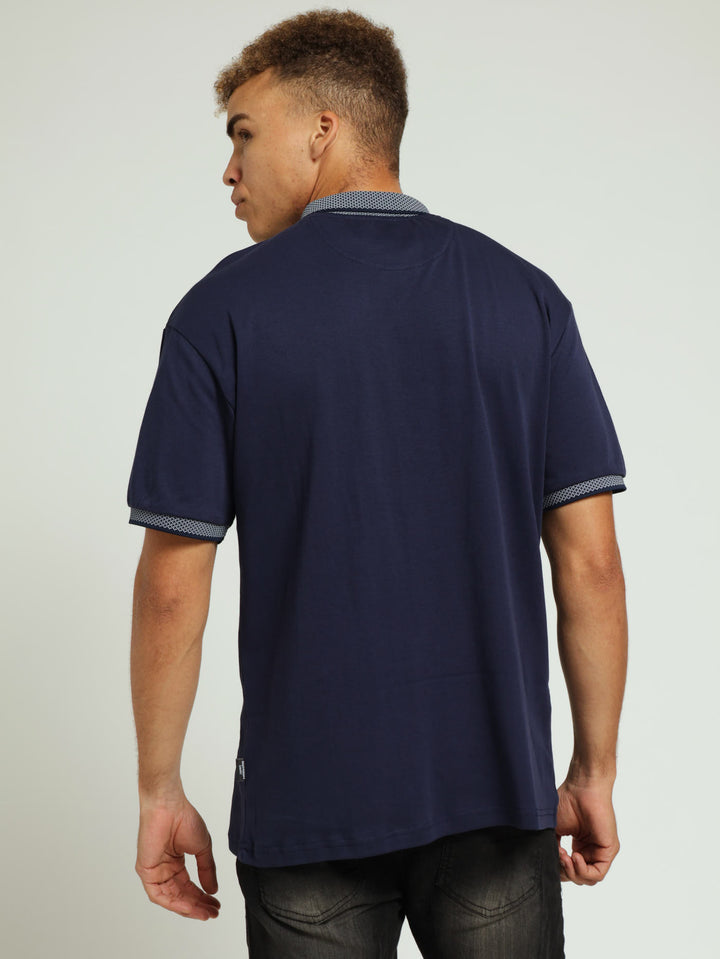 Contrast Collar Golfer - Navy