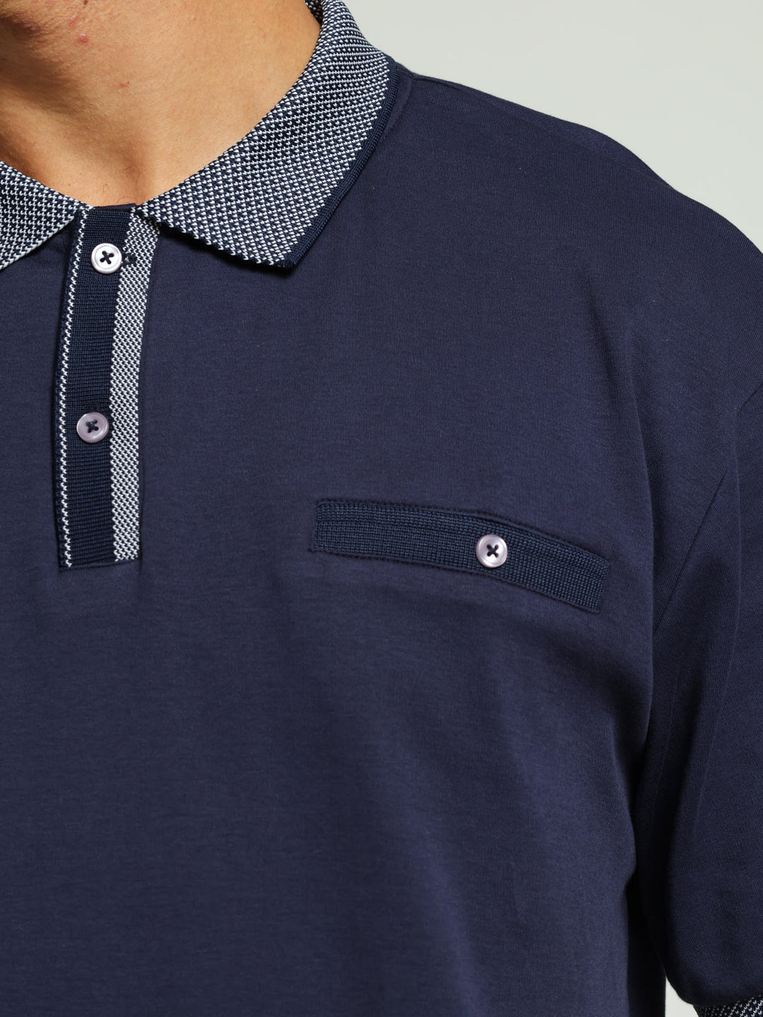 Contrast Collar Golfer - Navy