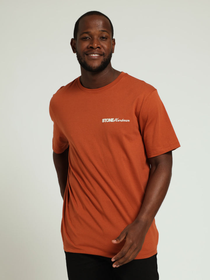 Map Front & Back Print Tee - Rust