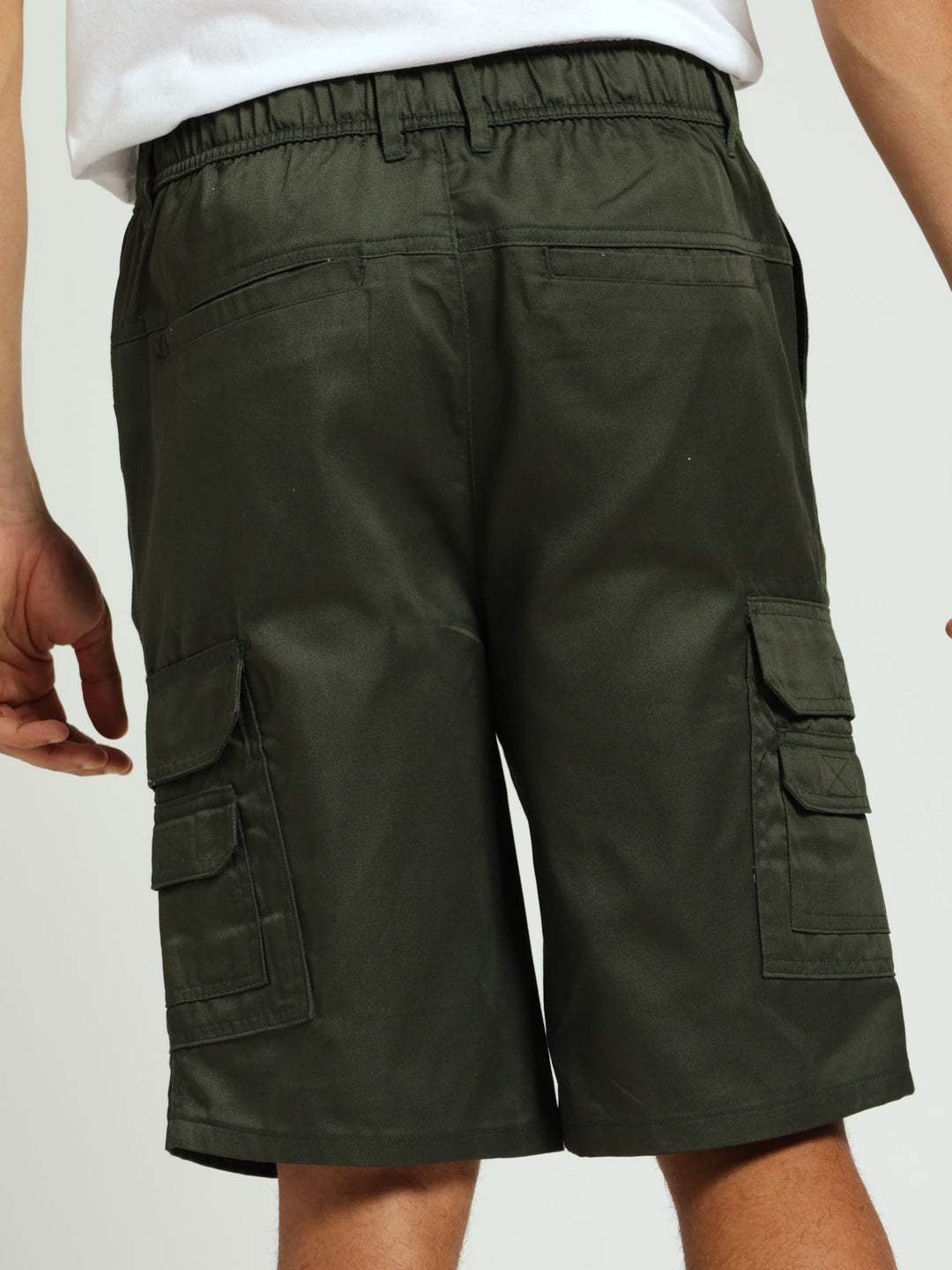 Twill Belted Cargo Shorts - Olive