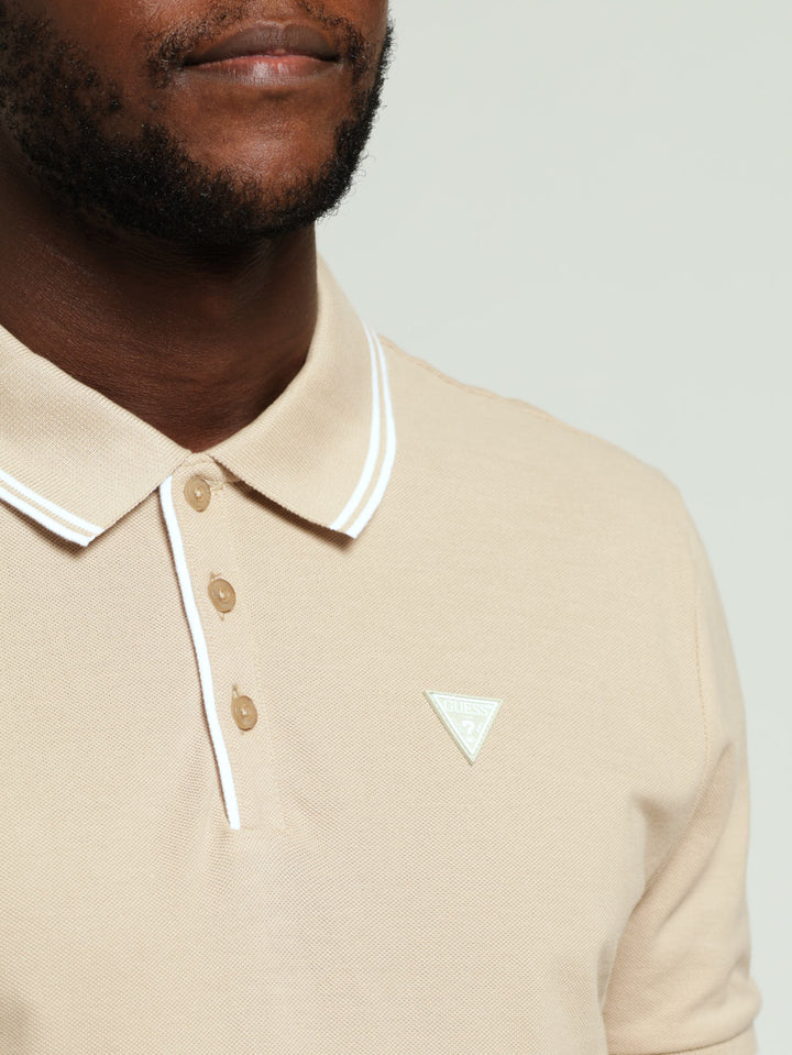 Tipped Core Polo Tee - Sand