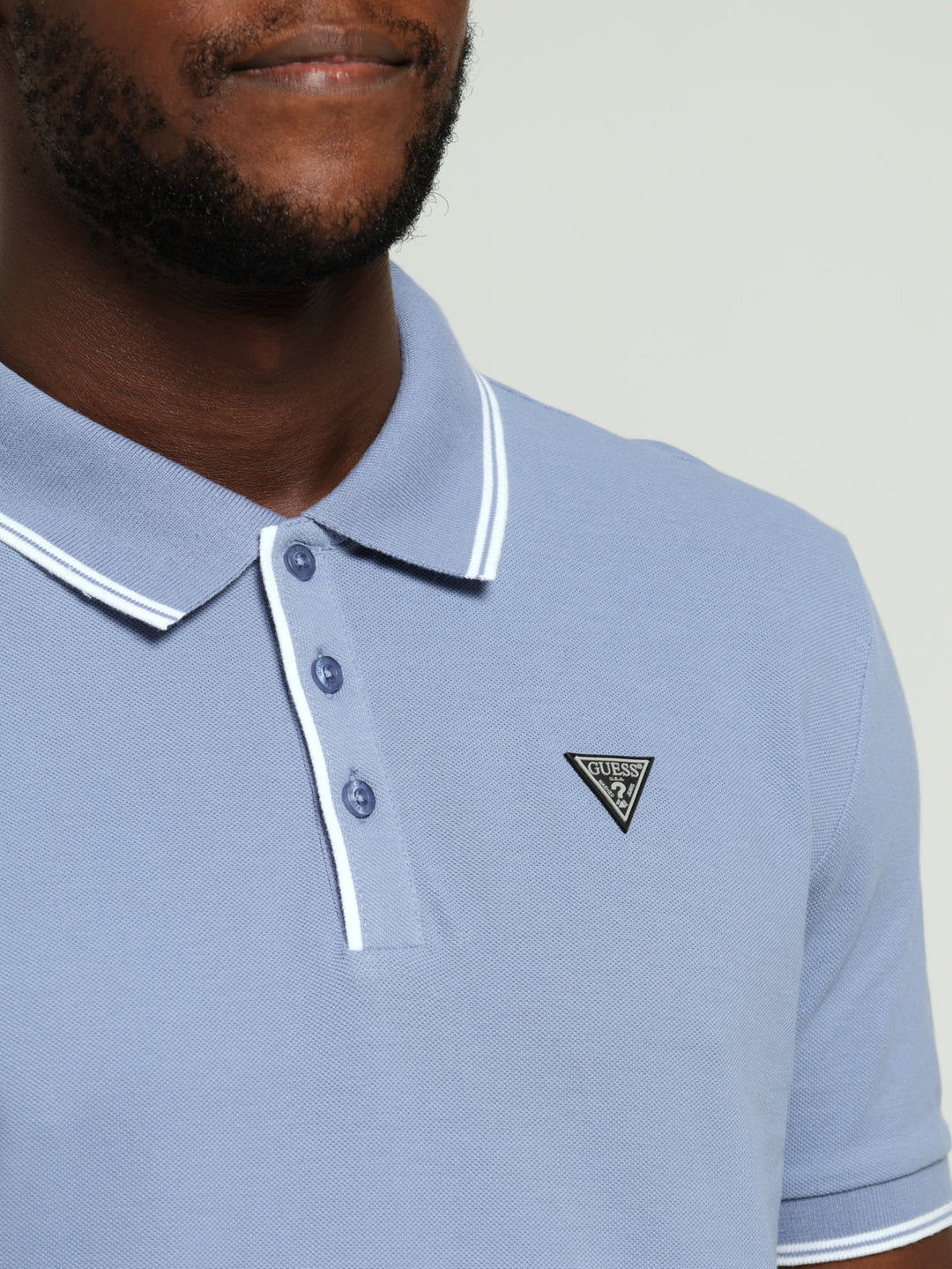 Tipped Core Polo Tee - Smokey Blue