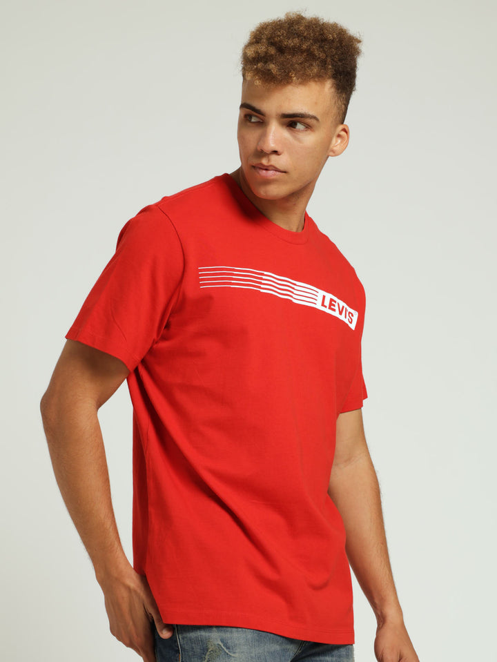 Retro Olympic Graphic Crewneck Tee - Red