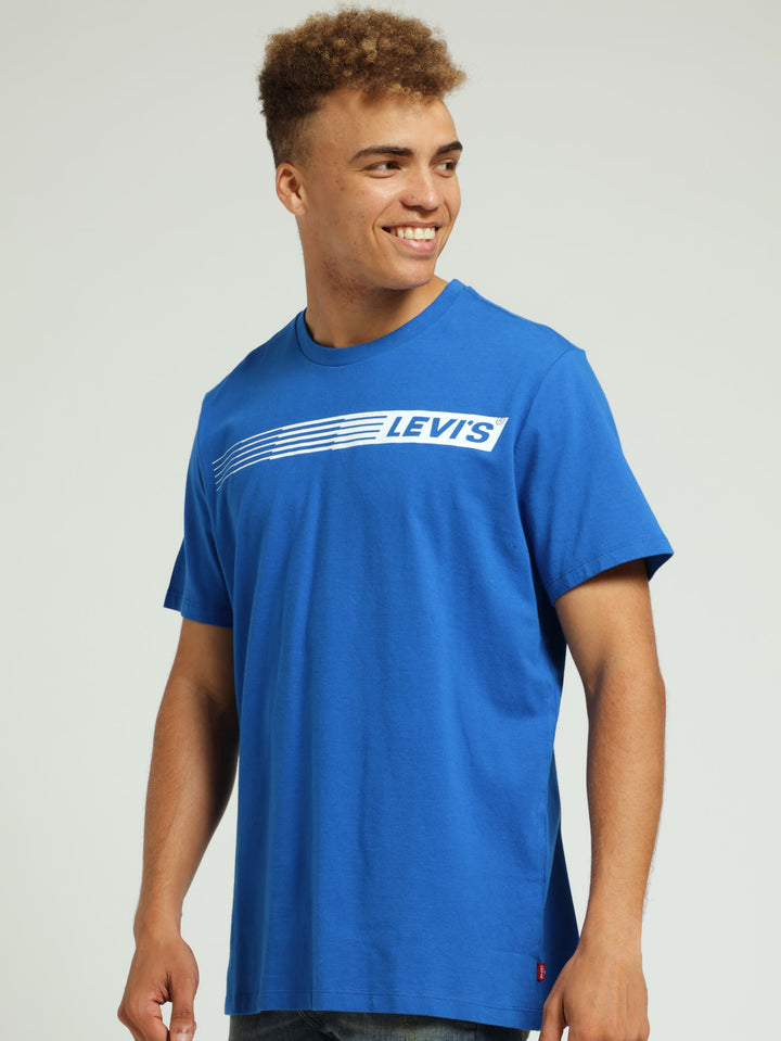 Retro Olympic Graphic Crewneck Tee - Cobalt