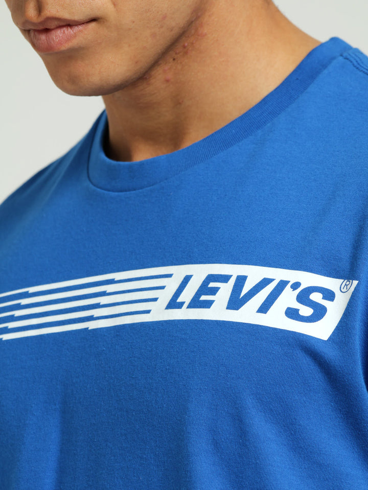 Retro Olympic Graphic Crewneck Tee - Cobalt