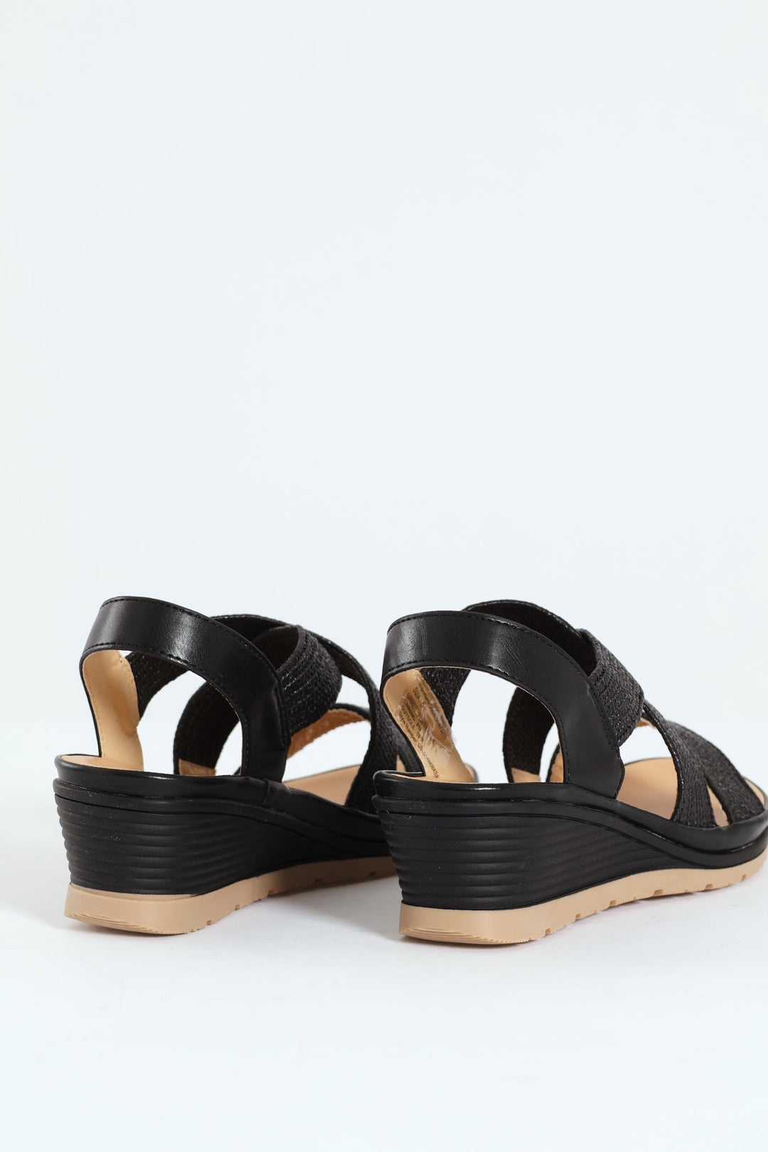 Soft Portia Multi Strap Wedge Heel - Black