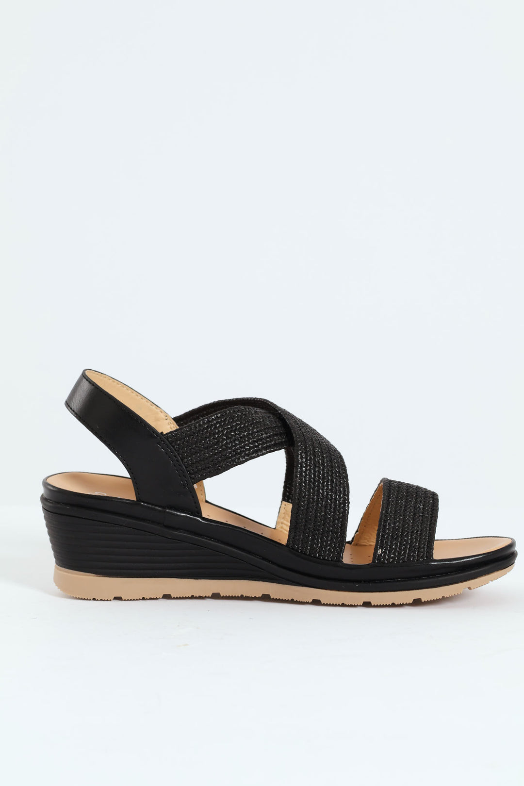 Soft Portia Multi Strap Wedge Heel - Black