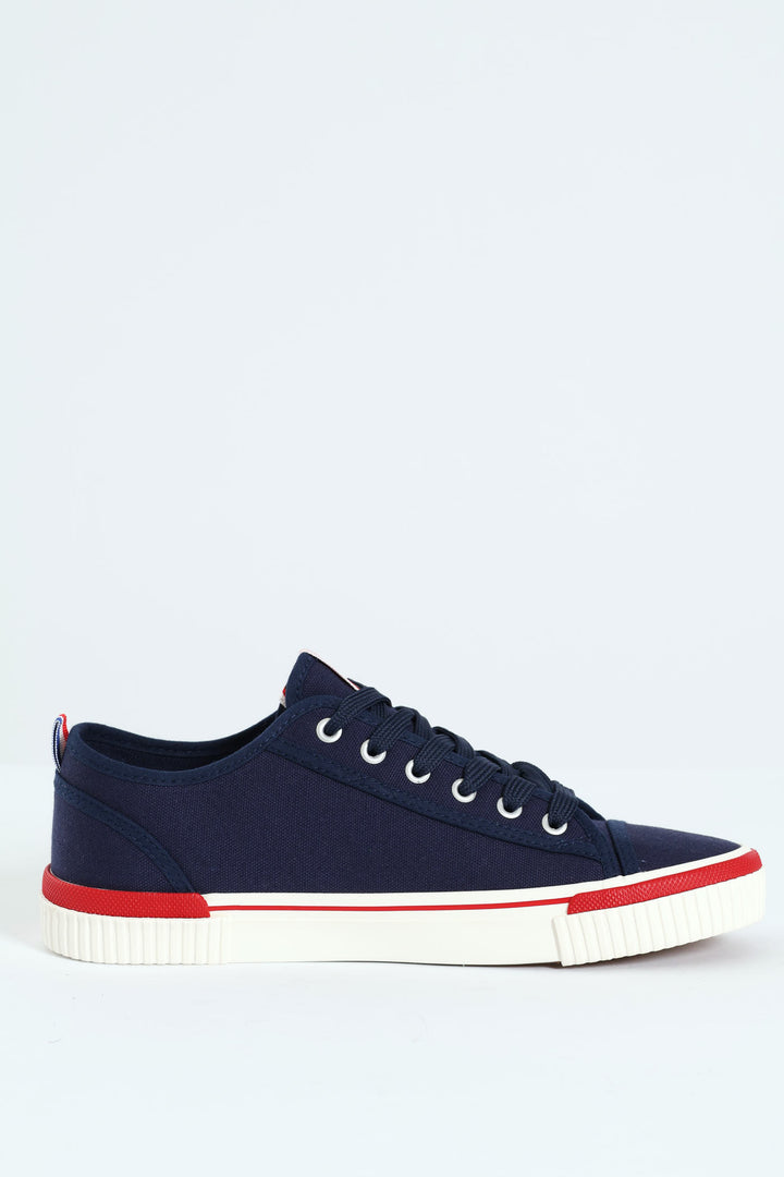 Pulse Basic Vulcanised Lace Up Sneaker - Navy/White