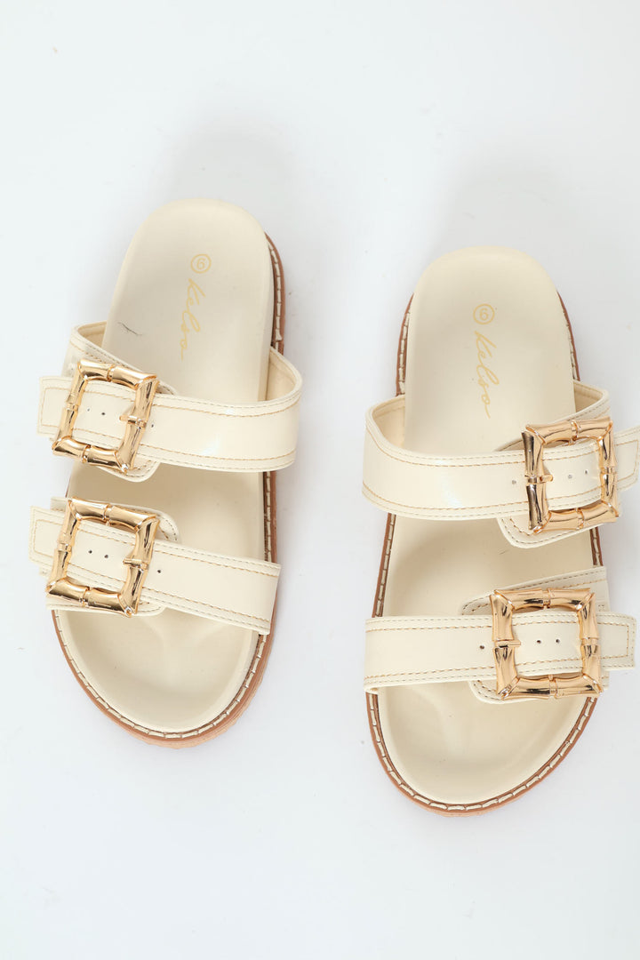 Bamboo Buckle Detail Birkie - Off White