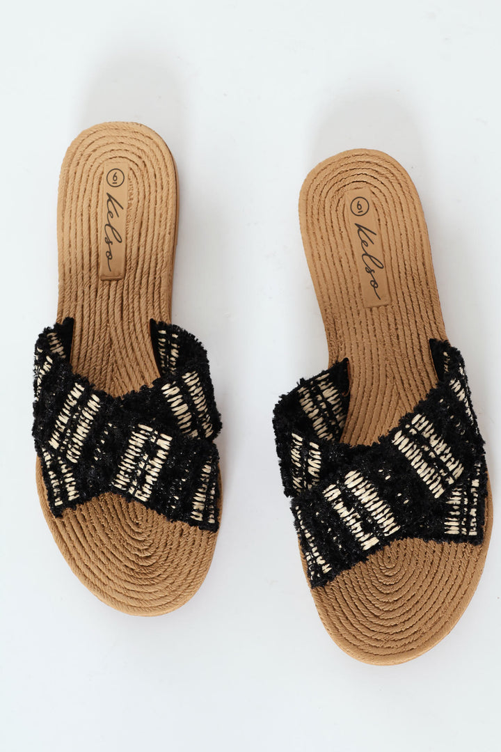 Aztec Crosstrap Mule Sandal - Black