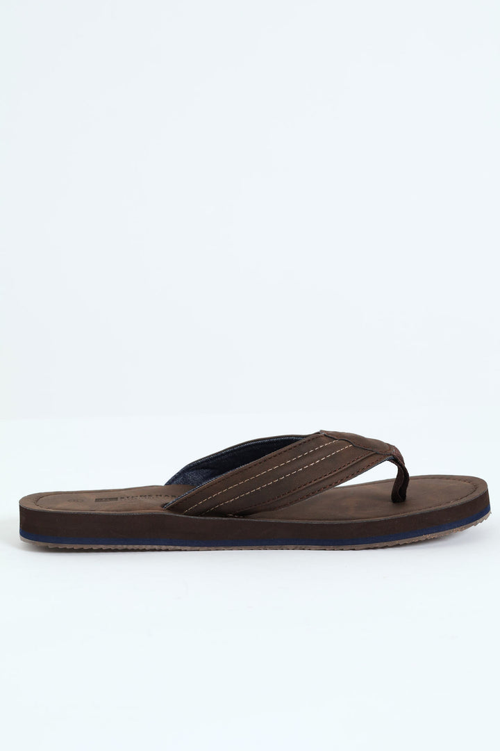 Pu Upper Mono Wide Vamp Sandal - Chocolate