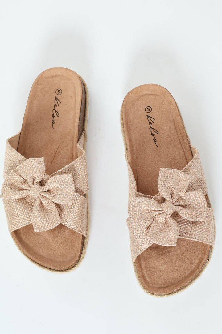 Cross Strap With Bow Espadrille Sandal - Oatmeal