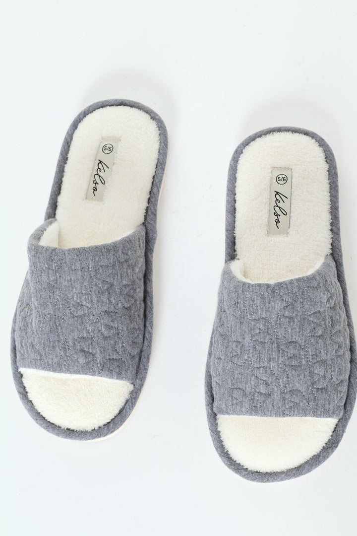 Single Band Jersey Knit Mule Slipper - Grey