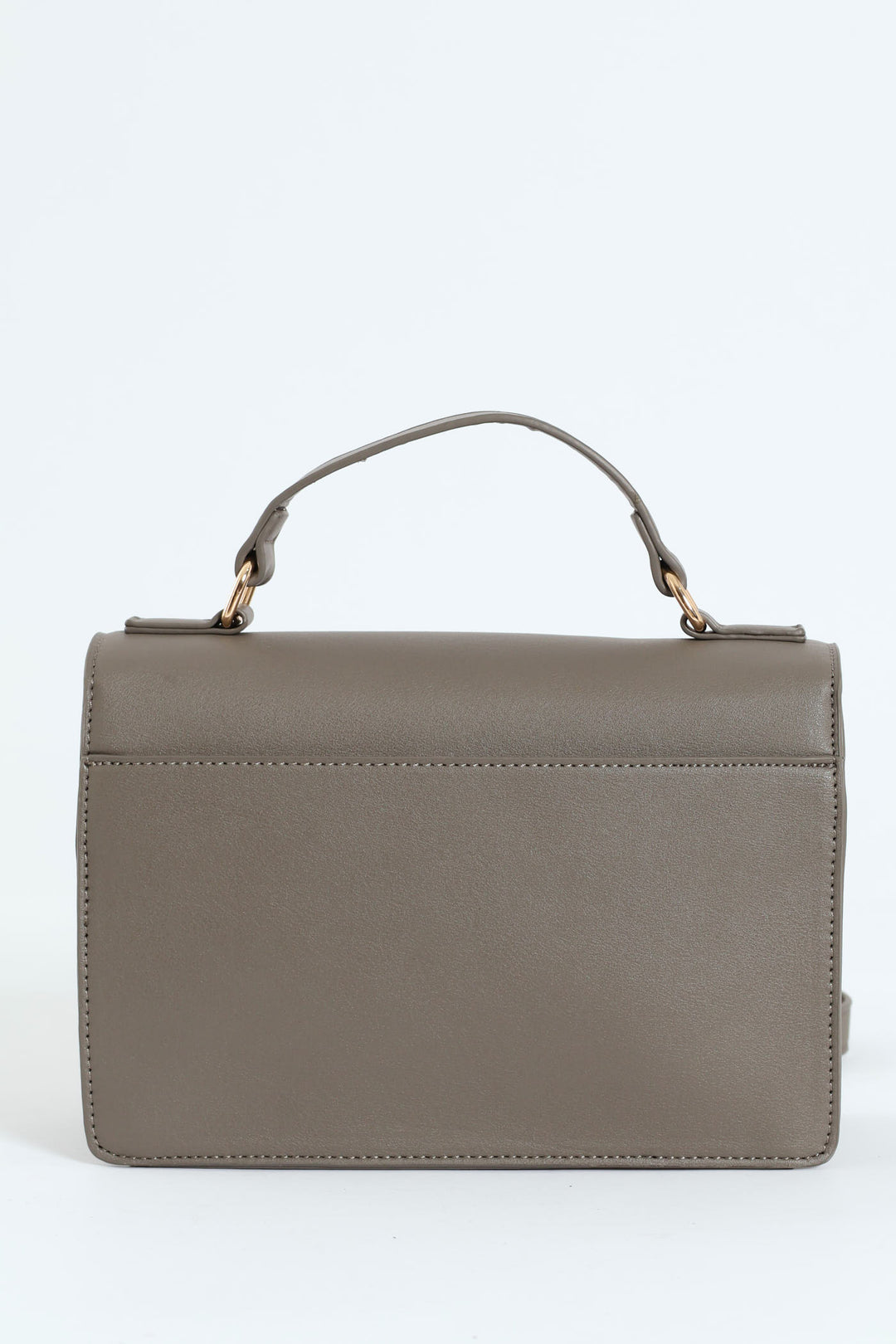 Gold Clasp Top Handle Satchel - Dark Grey