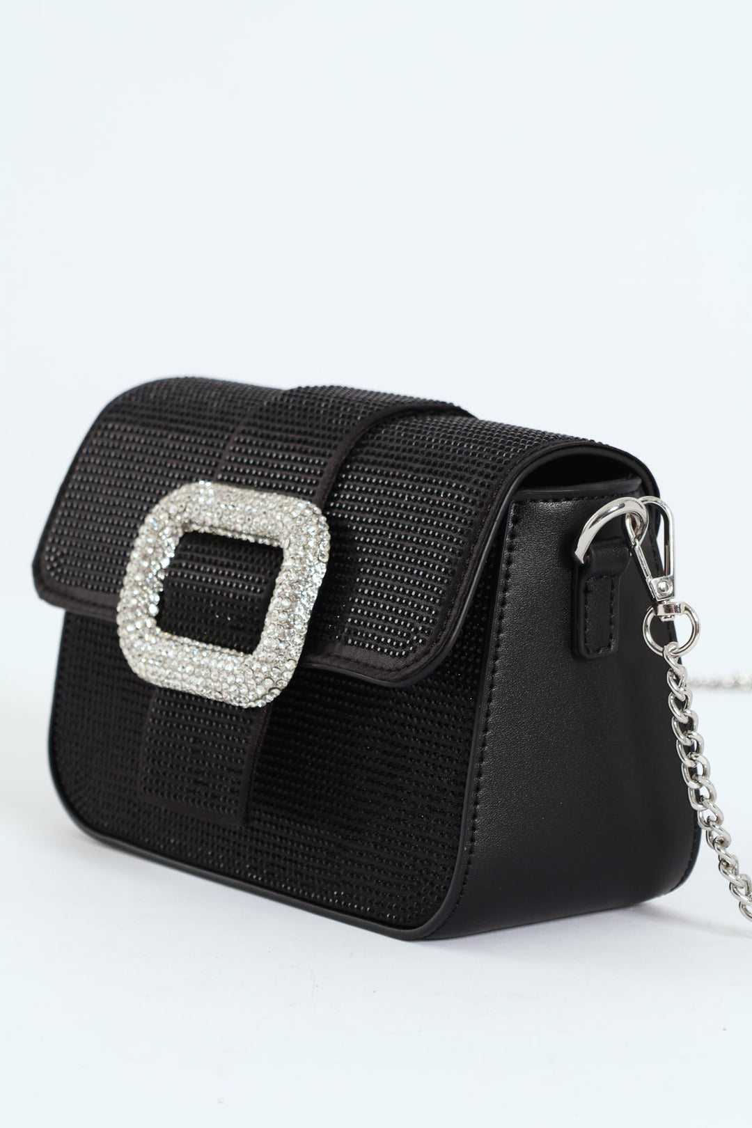 Rhinestone Evening Satchel - Black