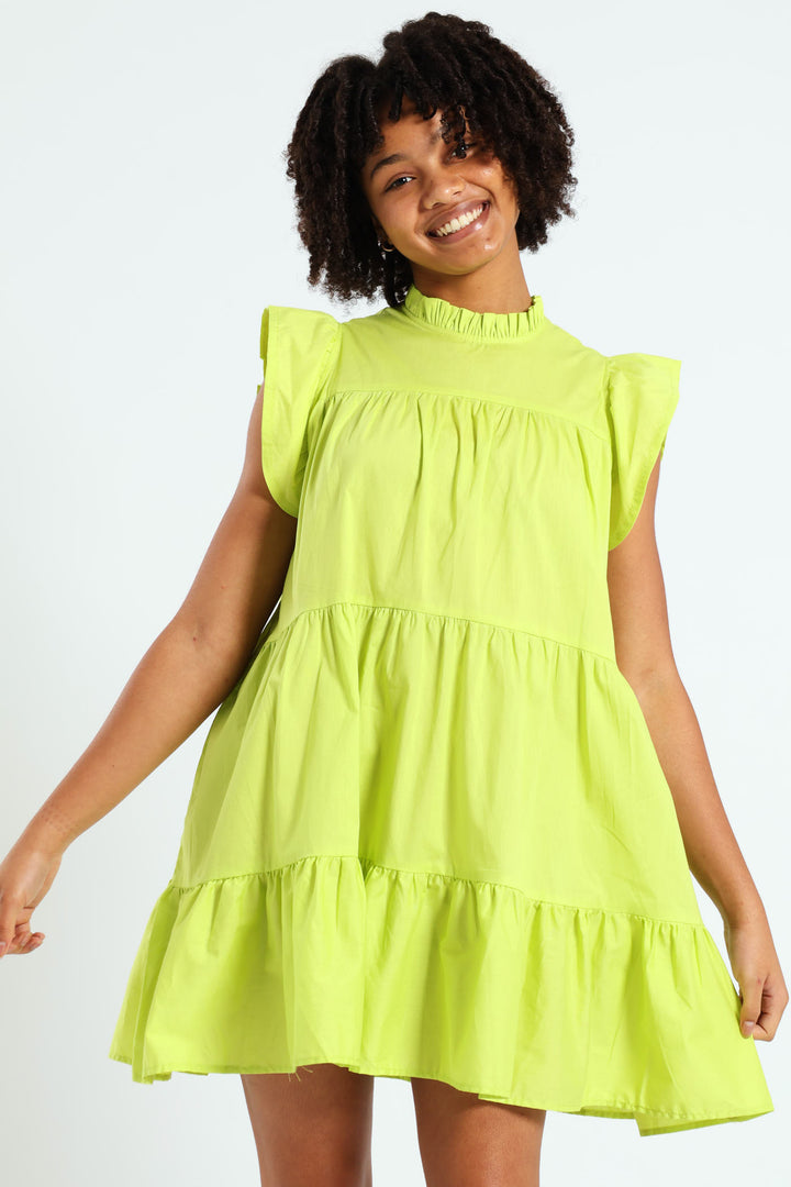 Girls Tiered Dress - Lime