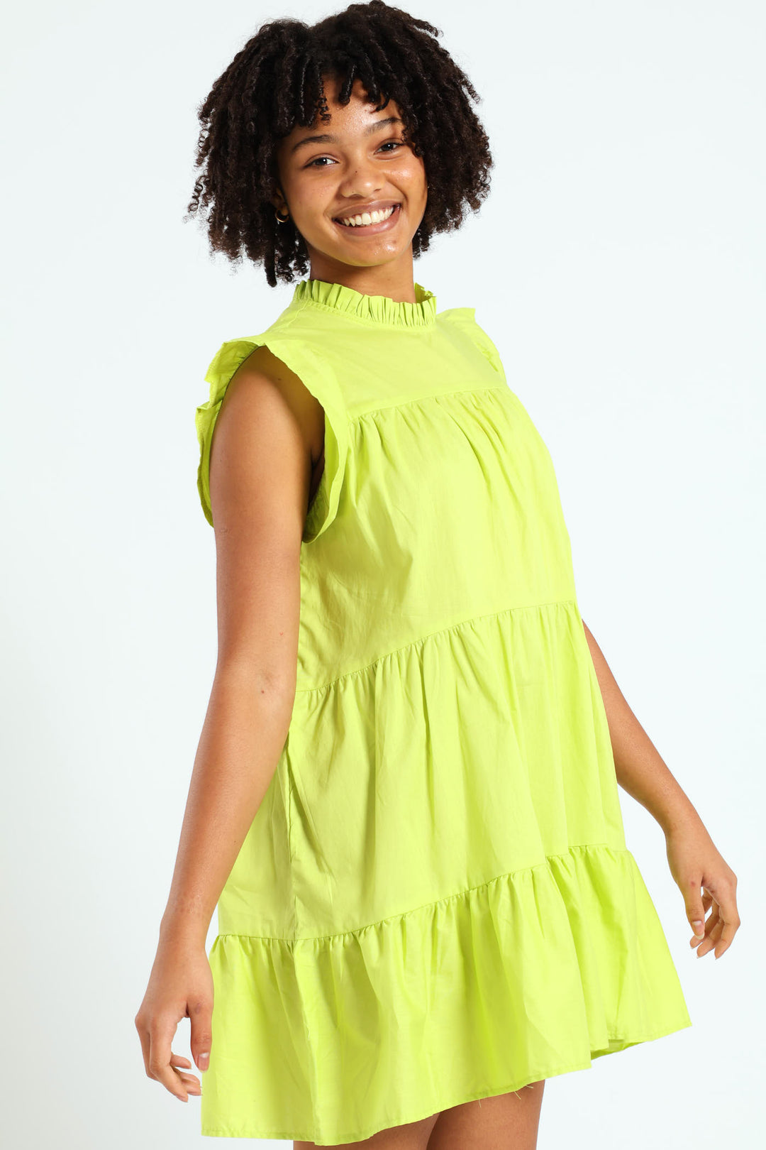 Girls Tiered Dress - Lime