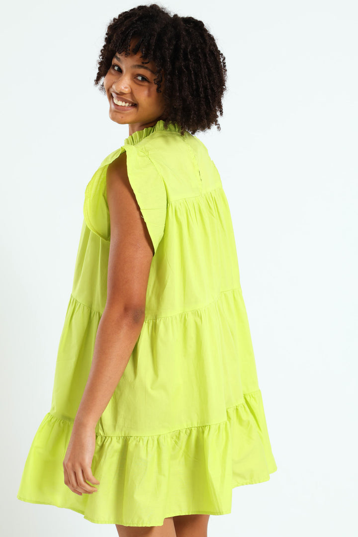 Girls Tiered Dress - Lime