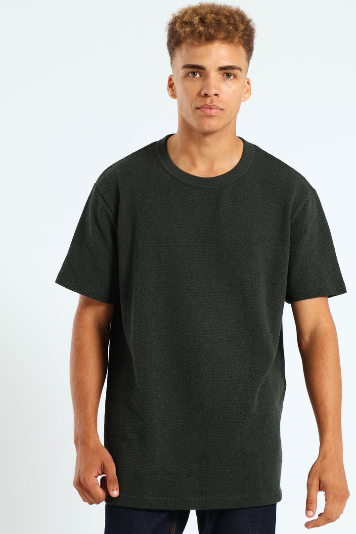 Coarse Knit Crew Neck Tee - Fatigue