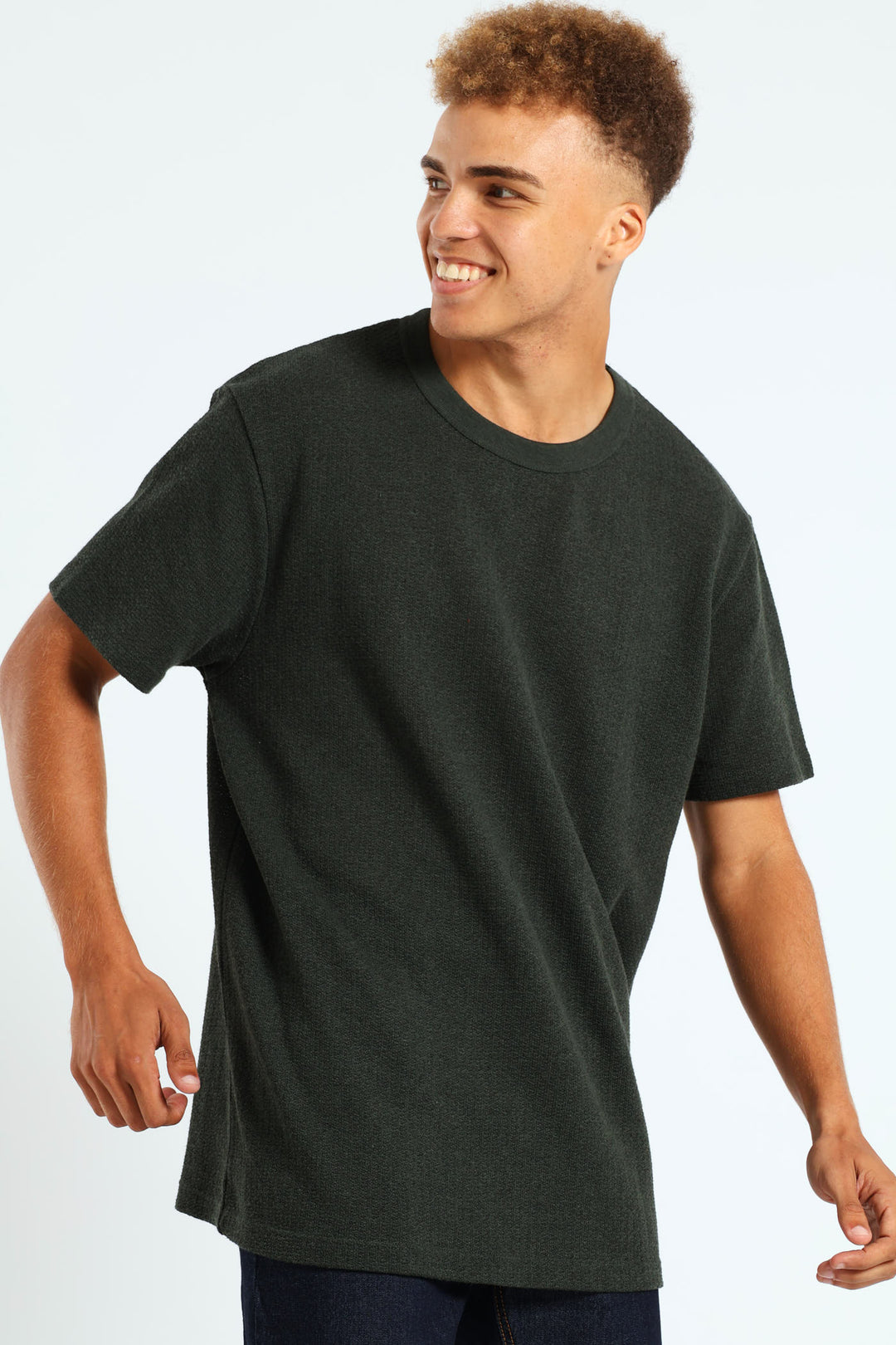 Coarse Knit Crew Neck Tee - Fatigue