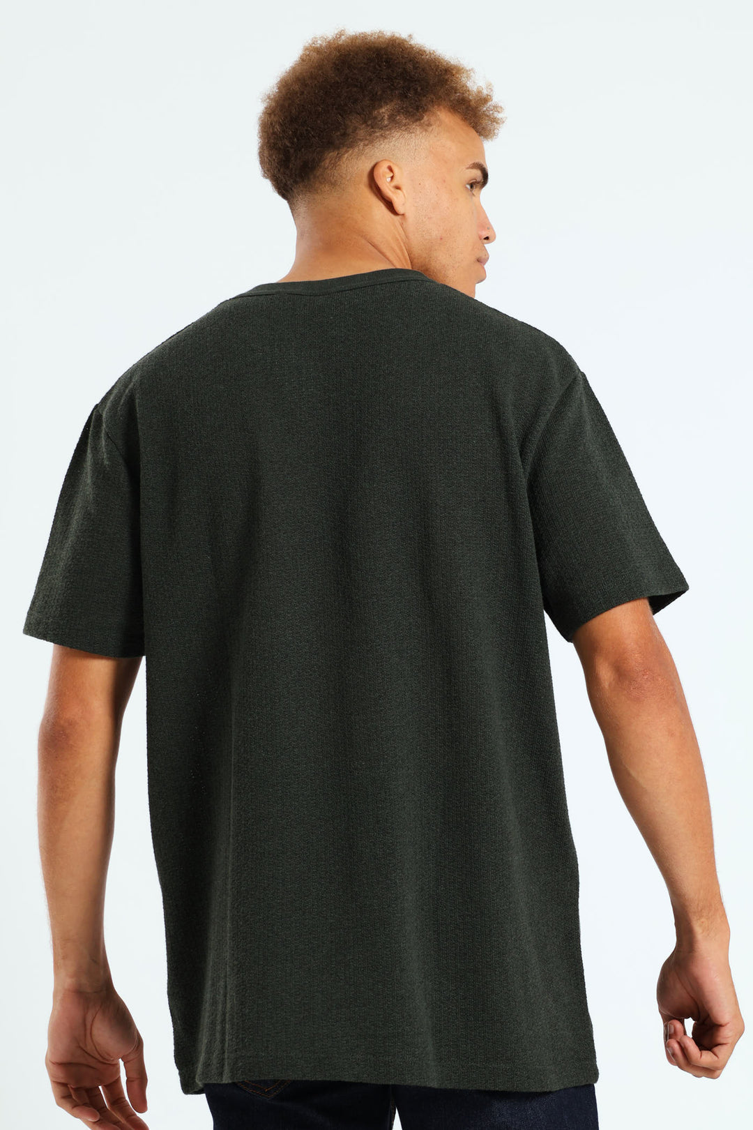 Coarse Knit Crew Neck Tee - Fatigue