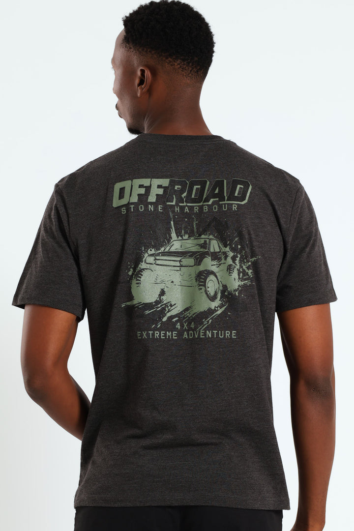 Off Road 4X4 Front & Back Tee - Charcoal Melange