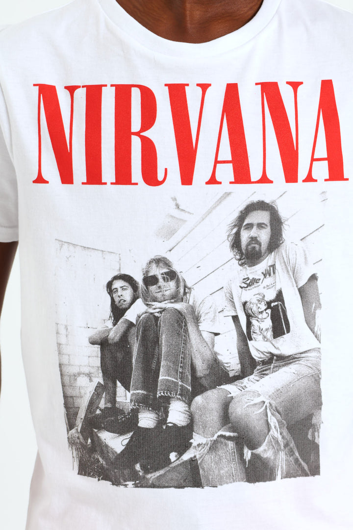 Boys Nirvana Band Photo Tee - White