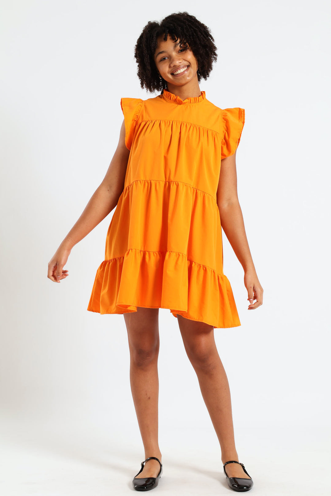 Girls Tiered Dress - Orange