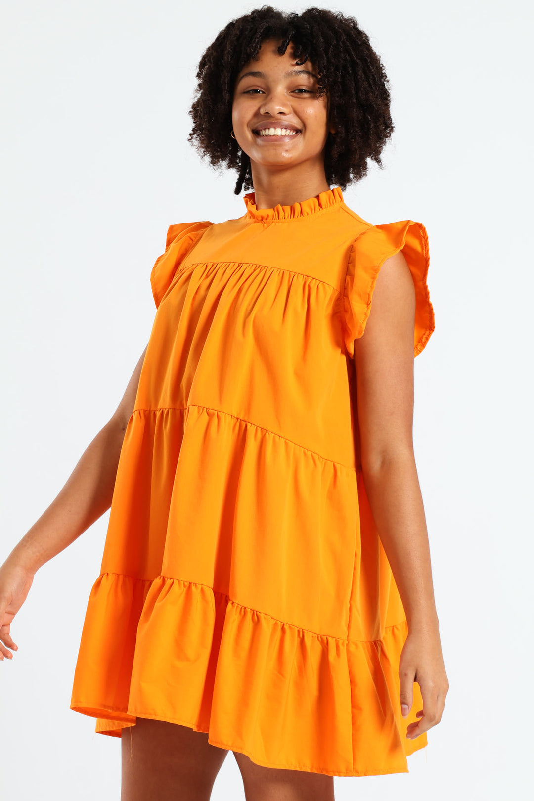 Girls Tiered Dress - Orange