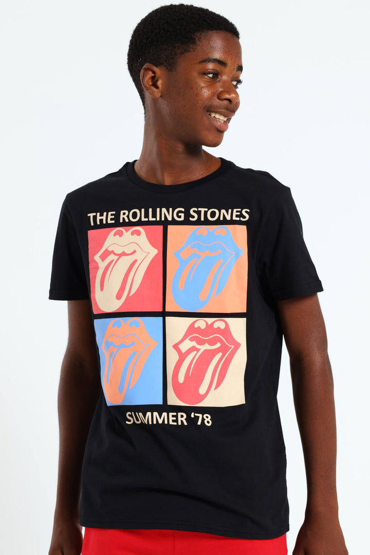 Boys Rolling Stone Multi Lip Tee - Black