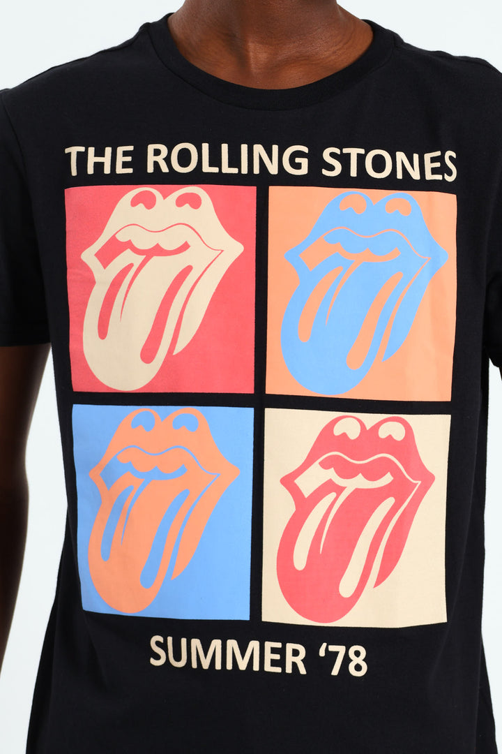 Boys Rolling Stone Multi Lip Tee - Black