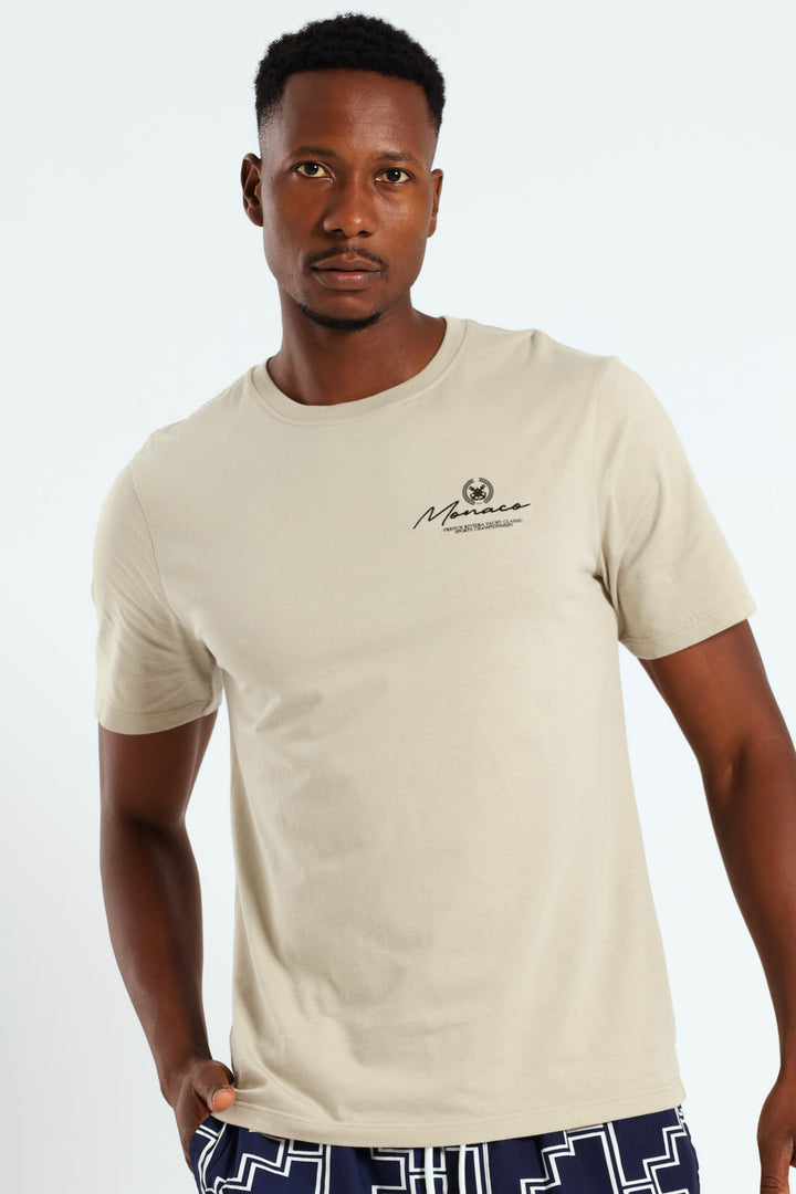 Yacht Championships Front & Back Embroidered Tee - Stone